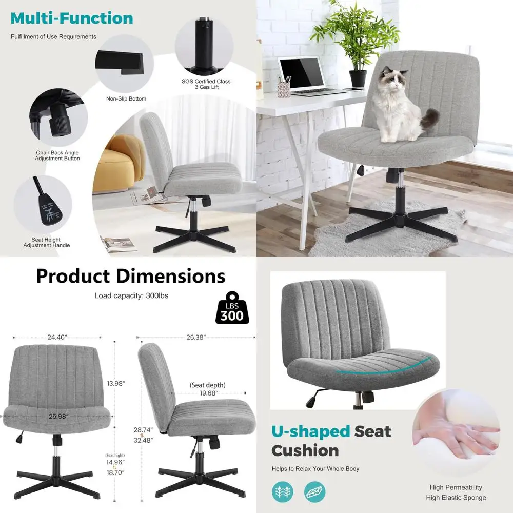 

Эргономичное поворотное кресло для домашнего офиса, спальни или кабинета: удобное, компактное, регулируемое по высоте, без колесиков