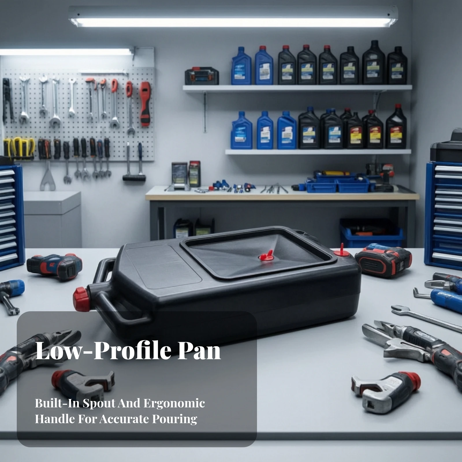 Oil Drain Pan 8L Oil Drain Pan with Cap Container Rigid Compact for Mechanics, Garage, Workshop