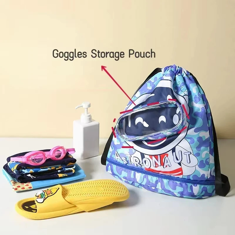 Children's Swimming Bag Waterproof Storage Bag Beach Bag Beam Mouth Backpack Dry Wet Separation Washing Bag
