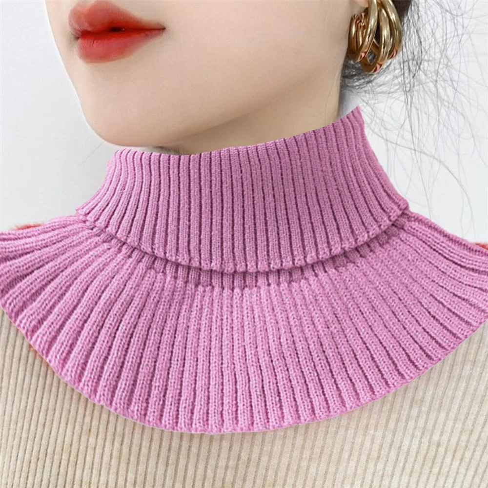 Autumn Winter All-Match Stretch Knitted Pullover Fake Collar Fake Neck Cover Blouses Detachable Collar Women's Fake Shirt Collar