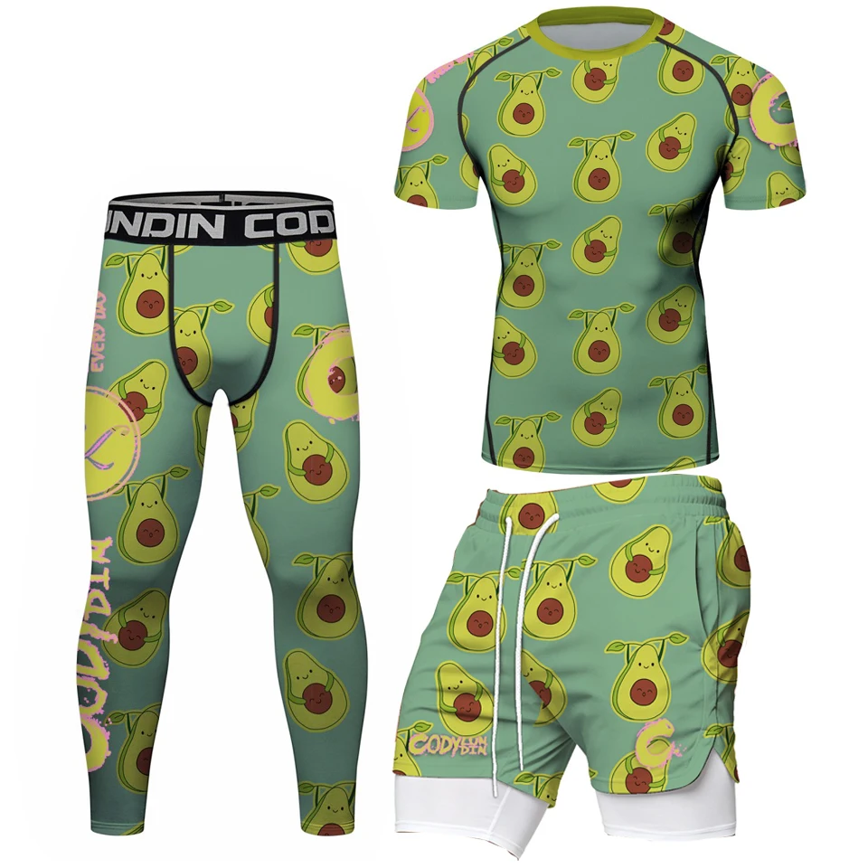 New MMA Rashguard Men Kimono Jiu Jitsu T-shirt Leggings Sets Bjj Kickboxing Compression Shirts Muay Thai Boxeo Fighting Shorts