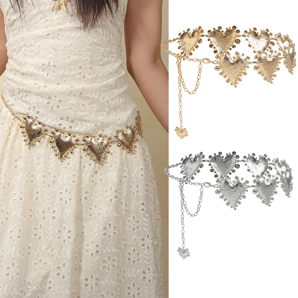 Herzförmige Damen-Taillenkette aus Metall, hochwertiges Sommer-Strand-Körperketten-Accessoire für Frauen