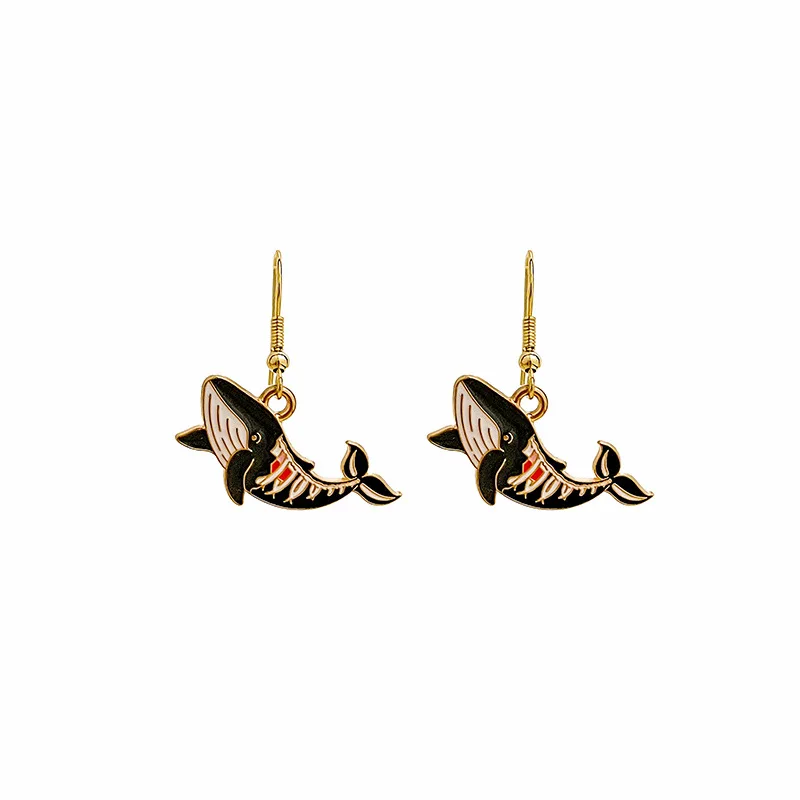 Halloween Theme Alloy Dangle Earrings for Women Cartoon Rabbit Cat Shark Bat Fashion Personality Earring