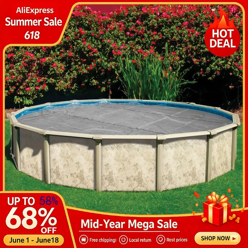 

Silver Round Solar Pool Cover 16 Mil for Solar Heating Above Ground Pools and Inground Pools Custom, Pools