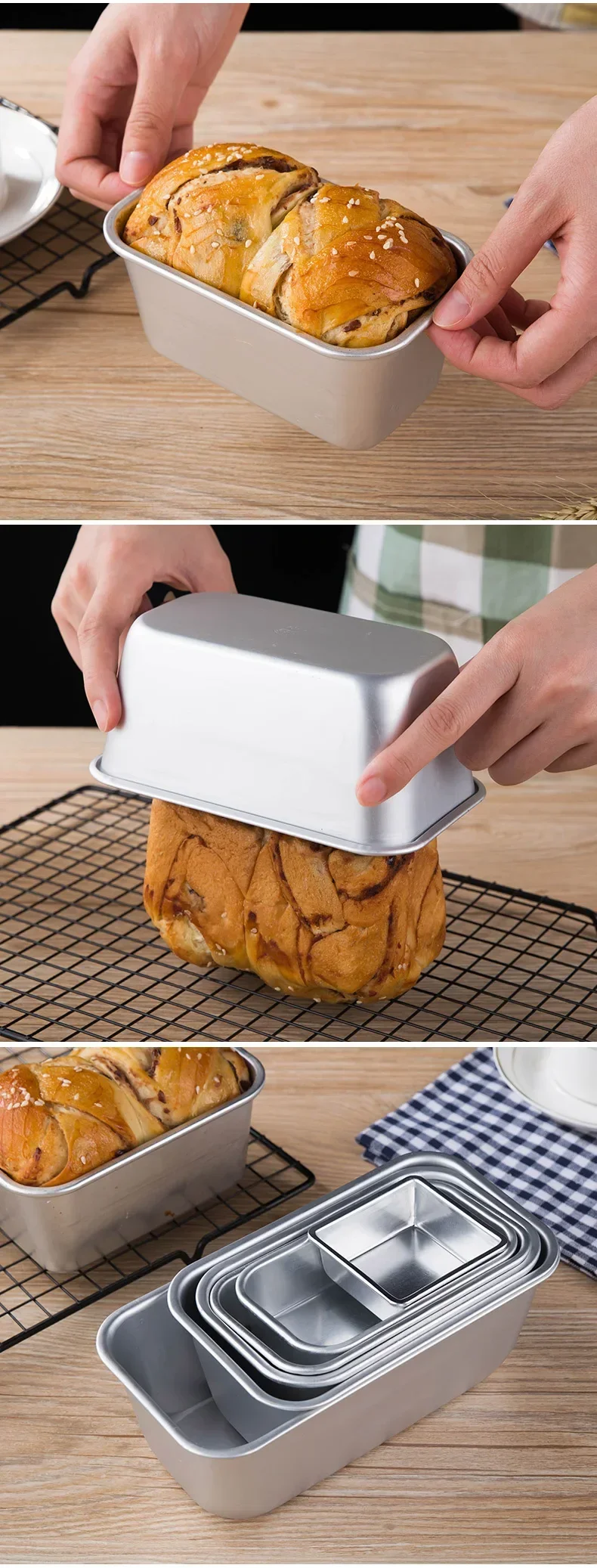 Rechteckige Brotform aus Kohlenstoffstahl, antihaftbeschichtet, Kuchenform, Mini-Toastform, Kuchen-Backblech, Kastenform, Küche, Backwerkzeuge, Backformen – Detail 2