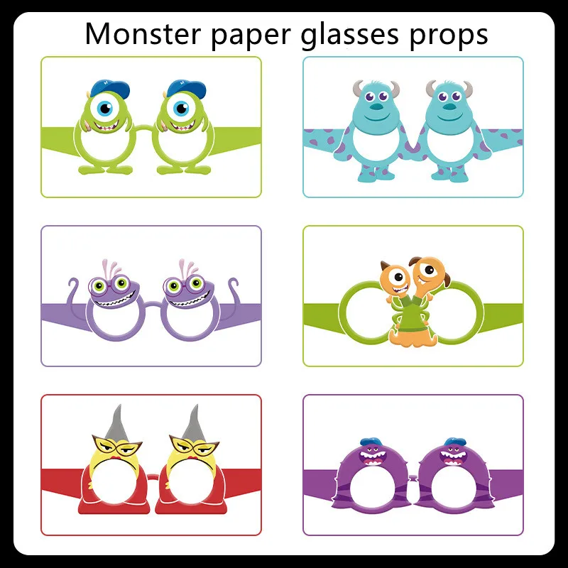 Disney Party Supplies Monster University Paper Eyes Props Home Birthday Party Theme Funny Children's Birthday Hats Photo