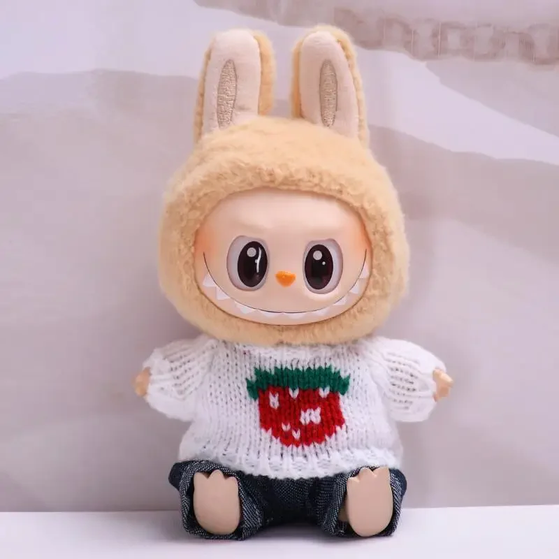 17 cm Mini Plüsch Puppe Kleidung Outfit Zubehör Für Korea Kpop Exo Labubu Idol V1 V2 Erdbeere Stern Pullover Kleidung geschenk