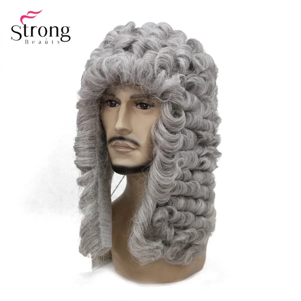 StrongBeauty Lawyer Judge Wig Cosplay Royal Grand Blonde Colonial Judge George Washington Men Costume Wig Synthetic