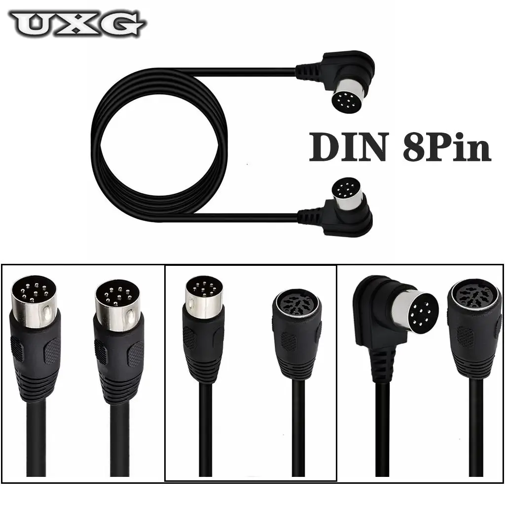 MIDI 8 Pin Din Male To Male 8pin Male Female Speaker Audio 90 degree right angle double elbow L-shaped  Cable Cord 0.5m 1m 3m 5m