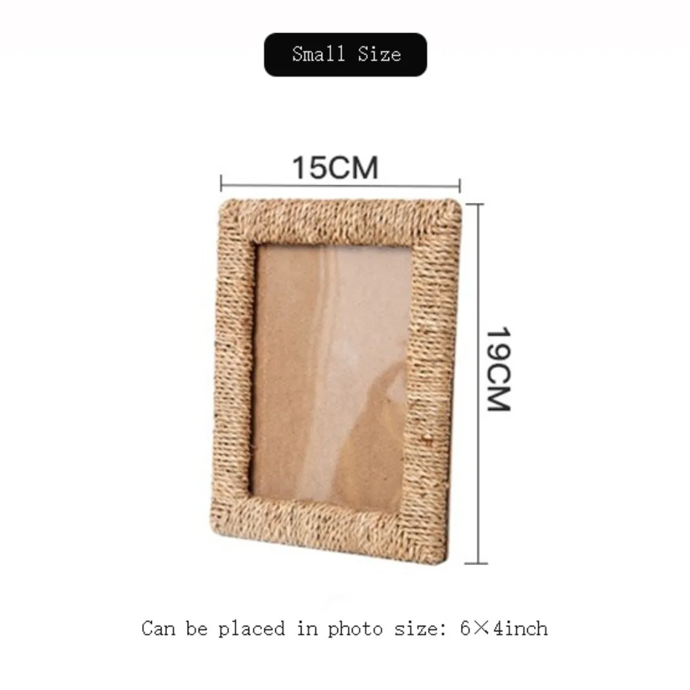 4×6 / 5×7 inch Rattan Picture Frame Handmade Rustic Wicker Picture Frame Boho Style Natural Tabletop Photo Frame Home Decor