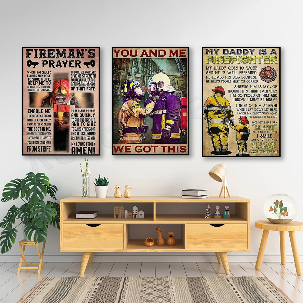Fireman's Prayer Art, Fireman You and I Have This Poster, Fireman Gift, My Dad is a Fireman Poster Canvas Print Decoration