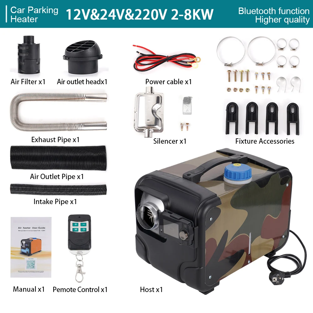 Parking Heater Set 12V&24V&220V Three-In-One With Bluetooth Voice Playback Function 2-8KW Universal Suitable For Various Models