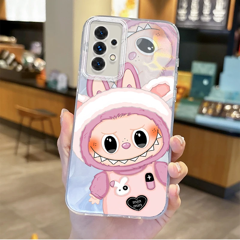 Funda de teléfono de dibujos animados P-Pop Mart Labubu para Samsung Galaxy S25 S24 S23 S22 S21 Plus Ultra S24 FE A73 A72 A55 A54 A53 cubierta gradiente