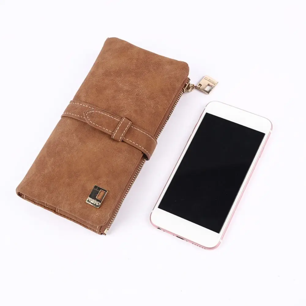 Portefeuille long en cuir solide pour femme, porte-cartes, sac à main à fermeture éclair, sac pour téléphone, nouveau, proximité, Wstring, NuSO k 256