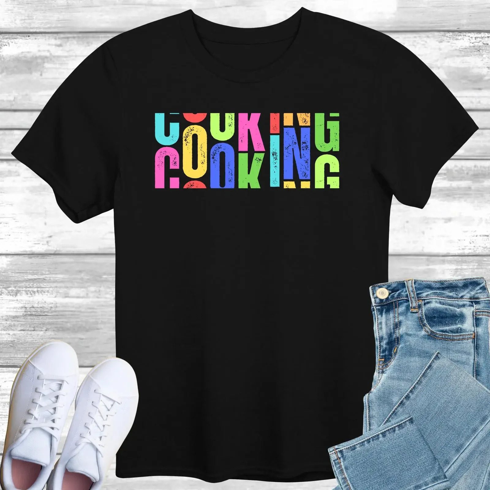 Colorful Cooking Letter Print T Shirt Casual Funny Chef Cook Top for Friend vintage Washed Soft fashion homme designer clothes