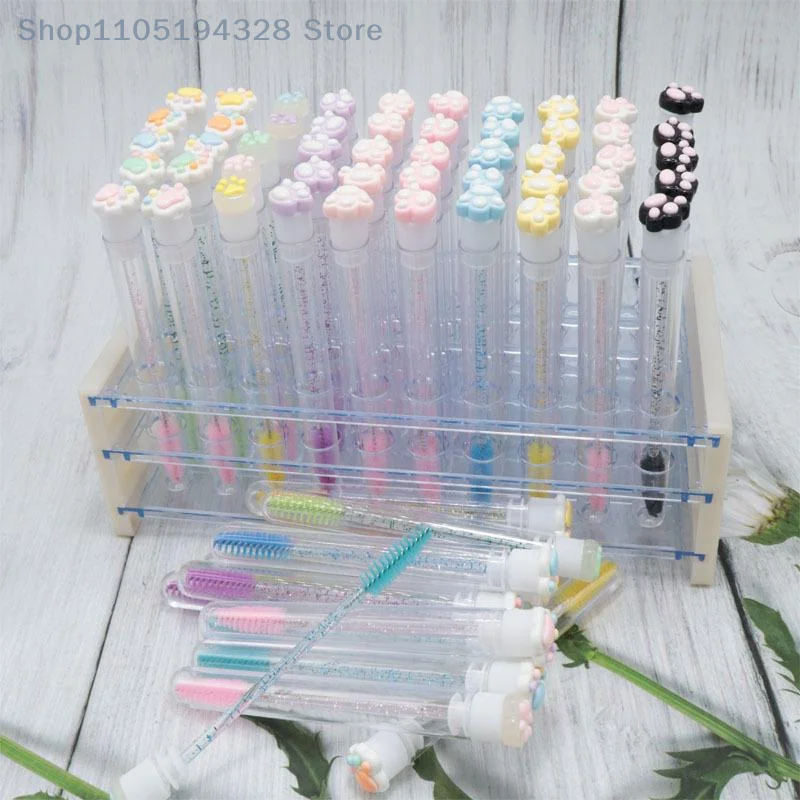 [MP]再利用可能な漫画風猫の足型マスカラワンドチューブまつげブラシ防塵収納クリーナー使い捨てまつげスプーリー