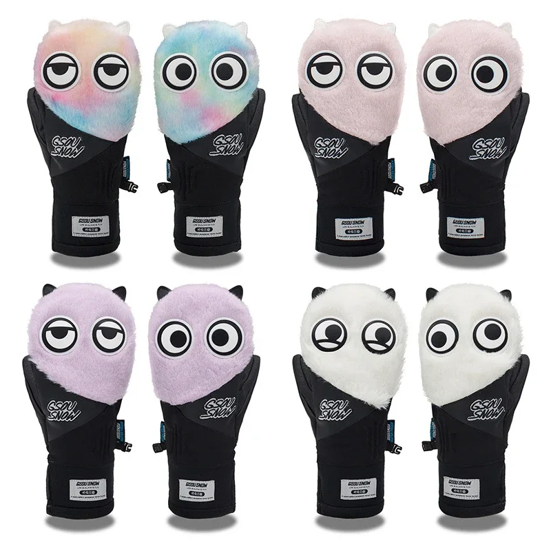 Cartoon Winter Women Ski Gloves Waterproof Sports Man Cycling Mittens Outdoor Mountain Men Snow Glove Warm Female Mitten Clothes