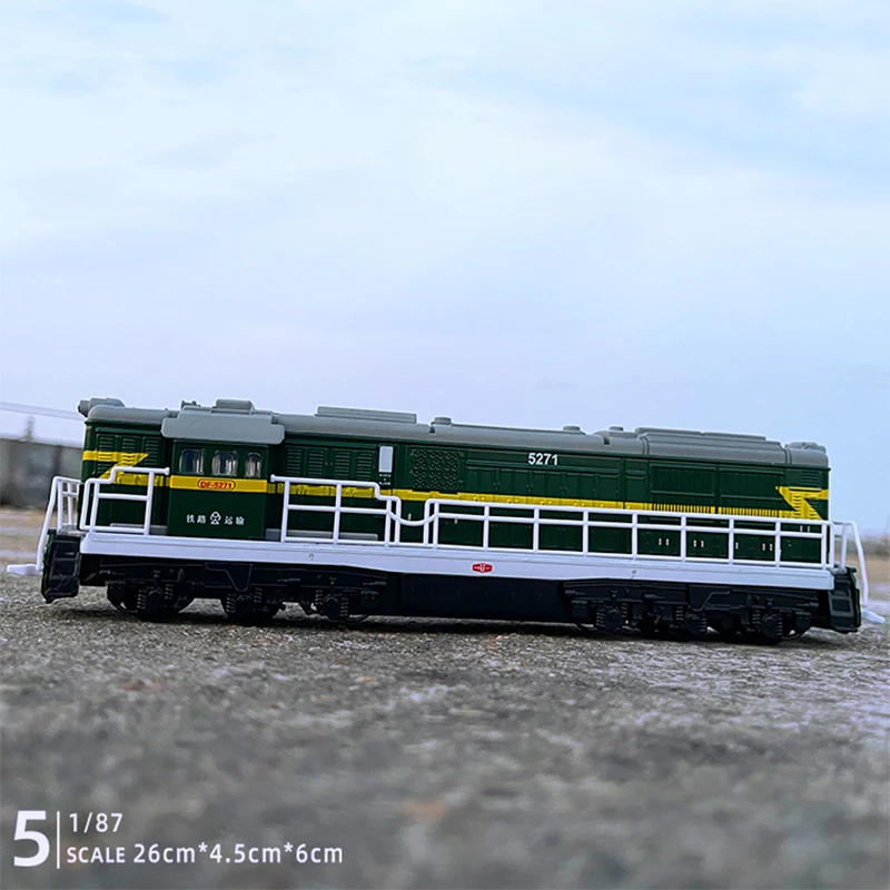 1/87 Scale Alloy Dongfeng Train Retro Simulation Steam Engine Green Leather Locomotive Model Collection Children\'s Toys Gifts