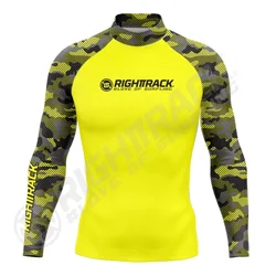 HotSale Men's Surfing Shirt CAMO Lycra Rashguard RIGHTTRACK Surf Sportswear Beach UV Protection Swimwear UPF50  Clothes