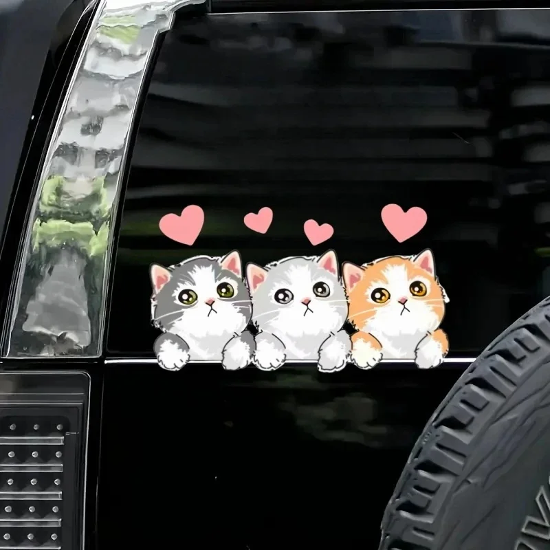 Entzückende selbstklebende Vinyl-Stoßstangen- und Fensteraufkleber mit Katze für Zuhause, Leben und Tiermotiven, Heimdekoration, Innen- und Außenbereich