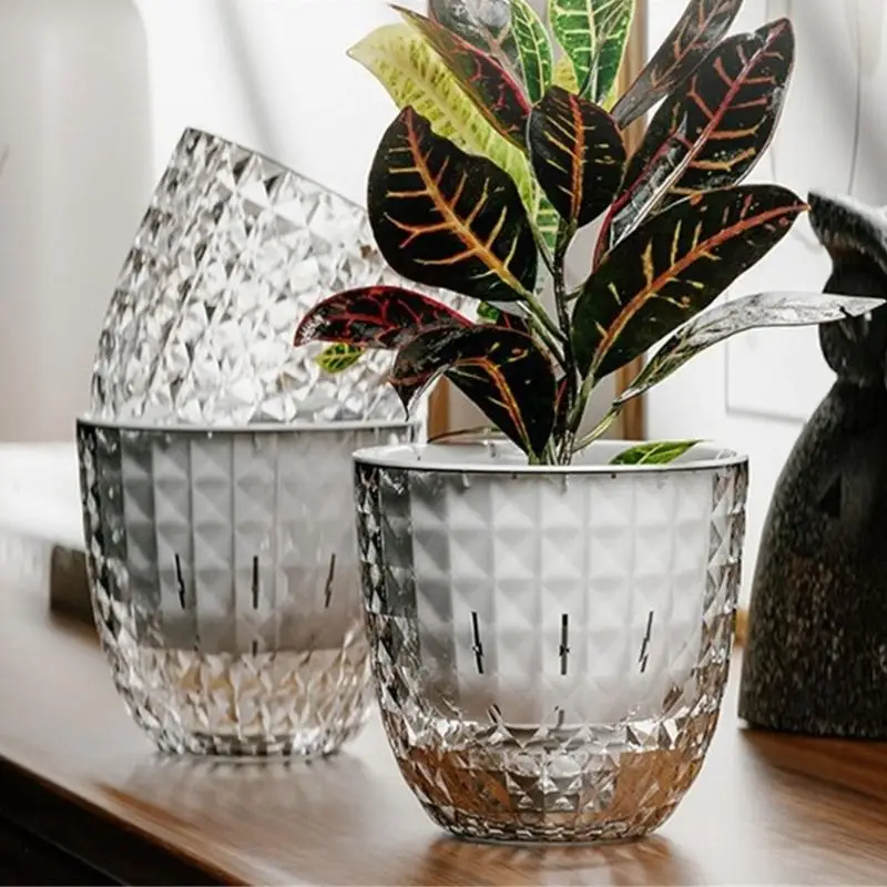 Automatic Watering Flower Pot Clear Auto Watering Planter Pots for Lazy Gardeners And Busy Plant Enthusiasts Y4QC