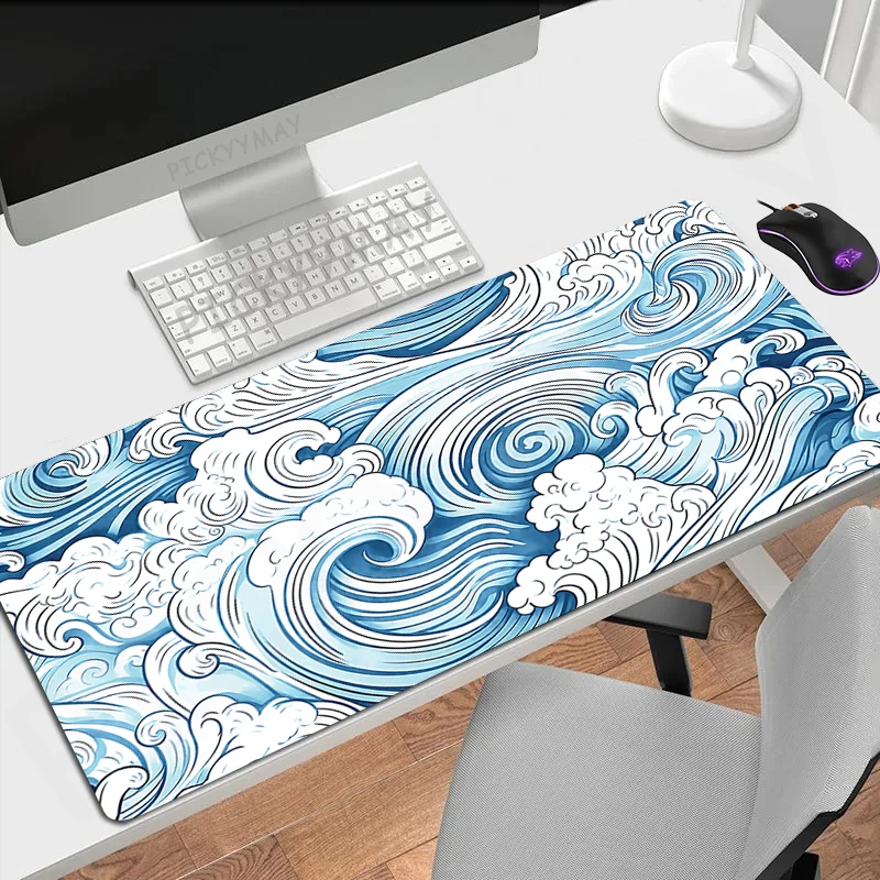 

Large Mousepad Gamer Mousepads Keyboard Non-Slip Mat Desk Rug Wave And Cloud Pc HD Desk Mats 40x90cm Company Mouse Pad For Gift