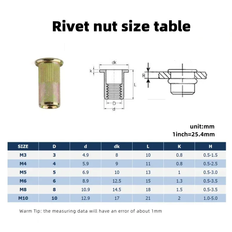 Herramienta Manual para tuercas de remache, cabezal de pistola Rivnut, accesorio para tuercas M3, M4, M5, M8, M10, instalación sencilla