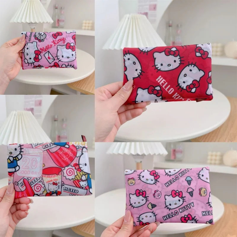 Bolsa de Almacenamiento Kawaii de Hello Kitty, Regalo para Niñas, Accesorios de Anime para Mujer, Bolsa de Compras de Gran Capacidad, Ligera, para Supermercado, Venta al por Mayor