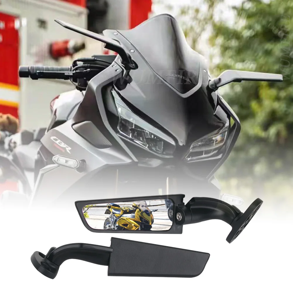 2PCS Motorcycle Mirrors Modified Wind Wing Adjustable Rotating Rearview Mirror For Honda CBR250R CBR300R CBR500R CBR600R CBR650R