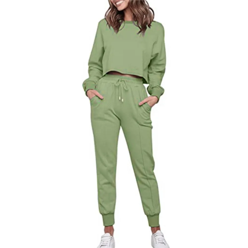 Autunno Inverno Nuovo Felpa con cappuccio a maniche lunghe Pantaloni Abito da donna Moda Elastico con lacci Tasca Tuta sportiva per il tempo libero