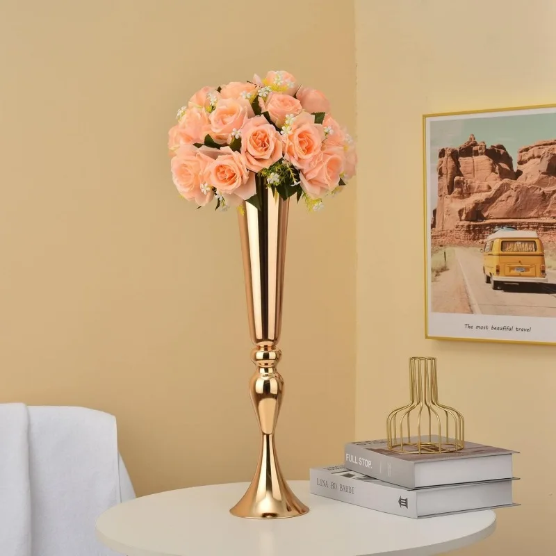 Gold Crystal Metal Flower Table Stand Wedding Tbale Centerpiece Flowers Display Stand