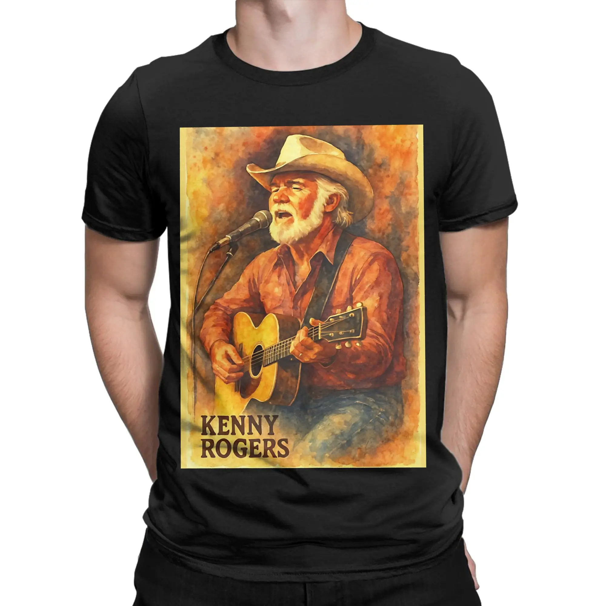 Vintage Pop Culture  Classic Kenny Rogers Funny 100% Cotton T-Shirt Tops Tees For Men