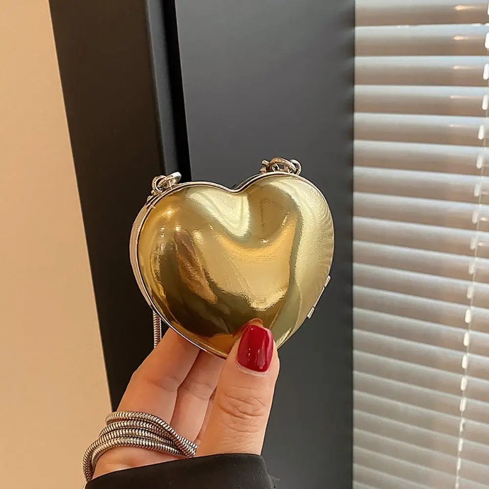 

Fashion Multicolor Evening Bag Metal Chain Photo Props Crossbody Bag Heart Shape Mini Coin Purse Fashion Accessories