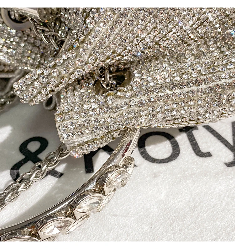 Strass Diamant Abend Clutch Tasche Luxus Designer Metall Ring Damen Handtasche Hochzeit Party Bling Eimer Geldbörse Schultertasche – Detail 9