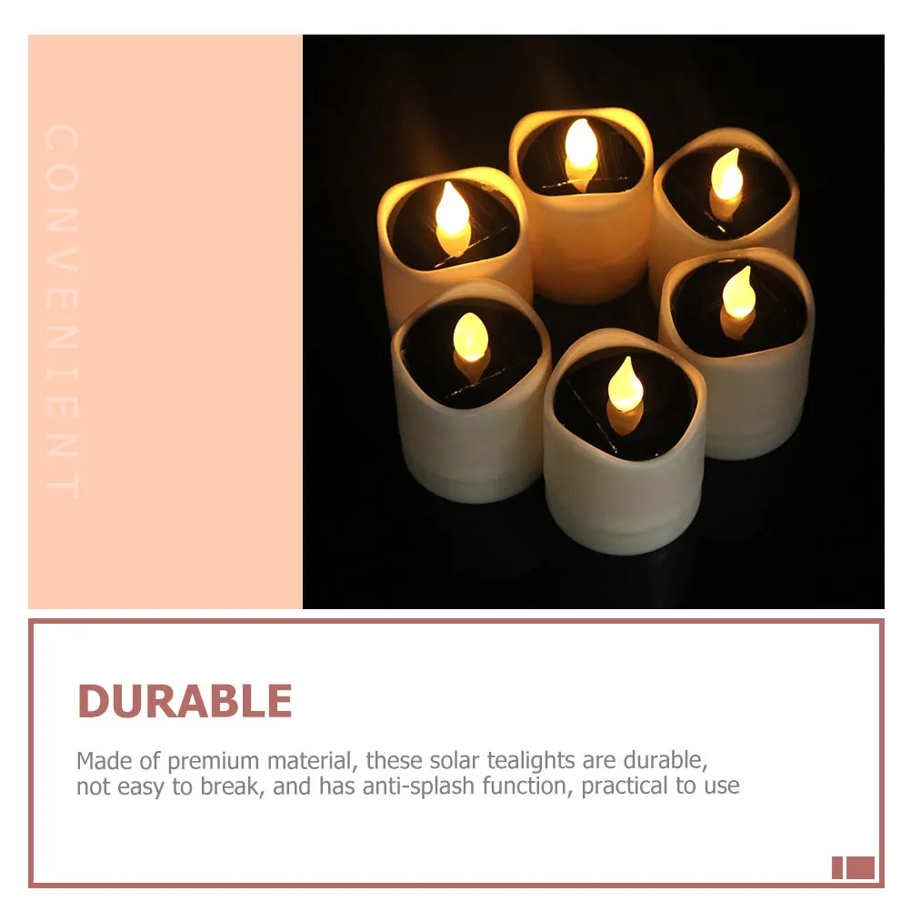 

6Pcs Solar Flameless Lamps Solar Powered LED Tealight Lights Outdoor Garden Waterproof Home Decor Flickering