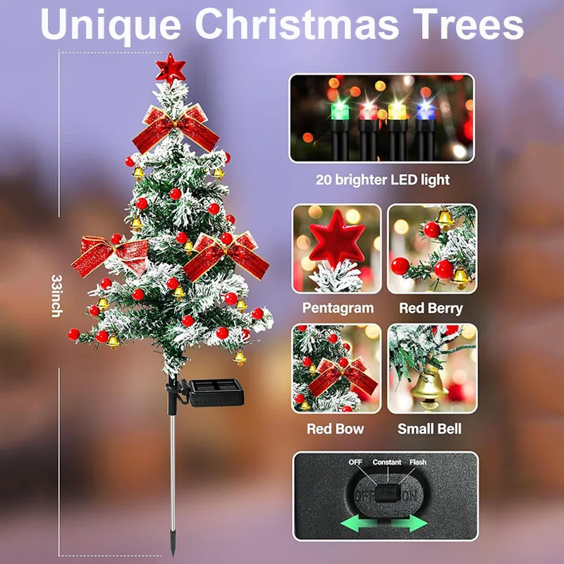 LED أضواء شجرة عيد الميلاد الشمسية ، الديكور في الهواء الطلق ، مصابيح الحديقة مقاوم للماء ، المسار ، حديقة ، ديكور الفناء ، هدايا عيد الميلاد