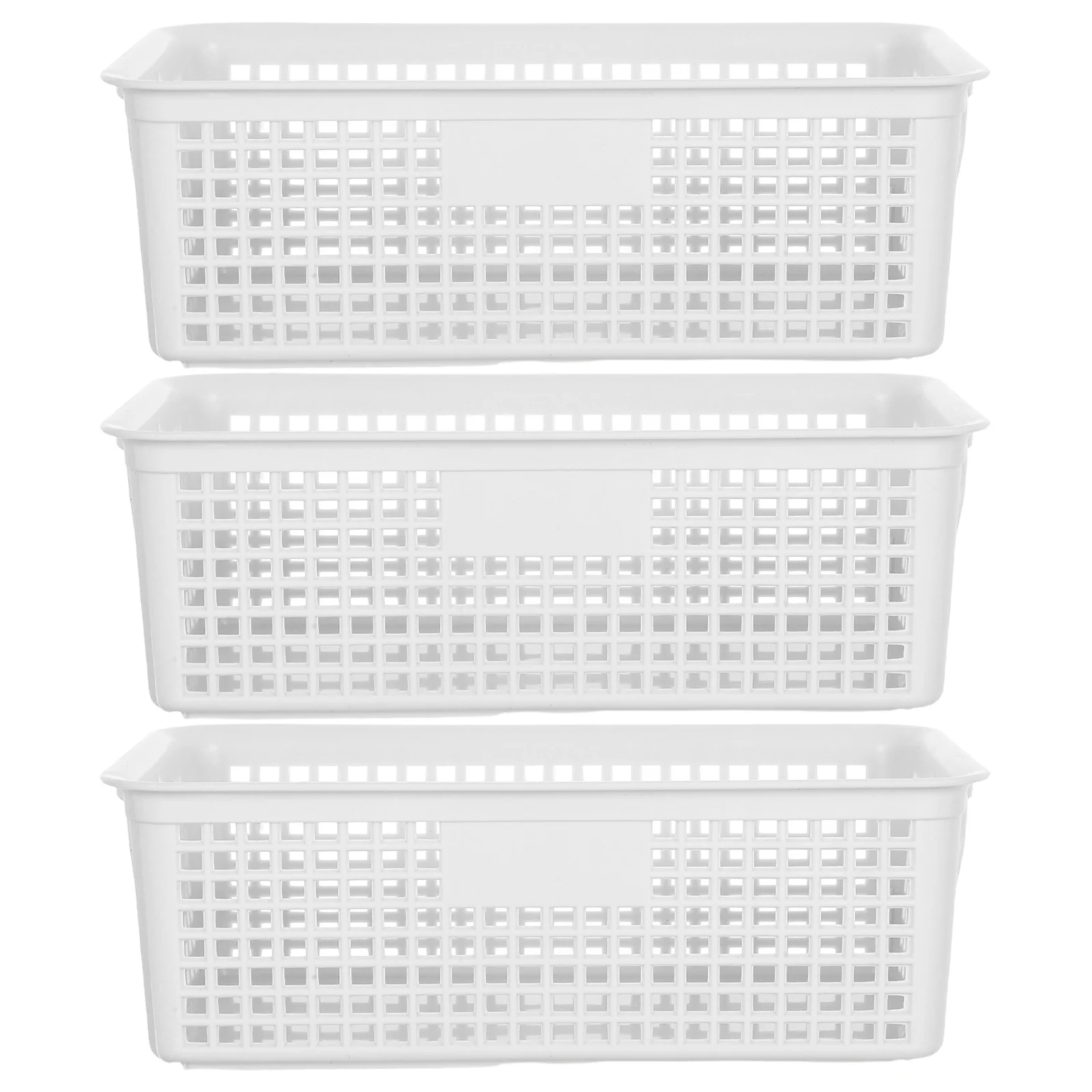 

3pcs Desktop Hollow Box Storage Basket For Table Hollow Plastic Storage Basket Shopping Baskets With Handles 8\