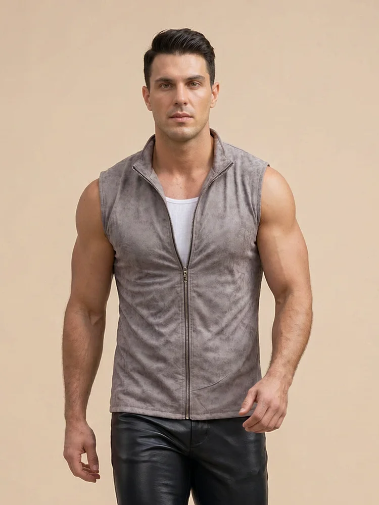 Vintage Printing Men's Tank Tops Fashion Sleeveless Shaping Slimming Elastic Vest Man Nightclub Performance Tops Motor T-shirts