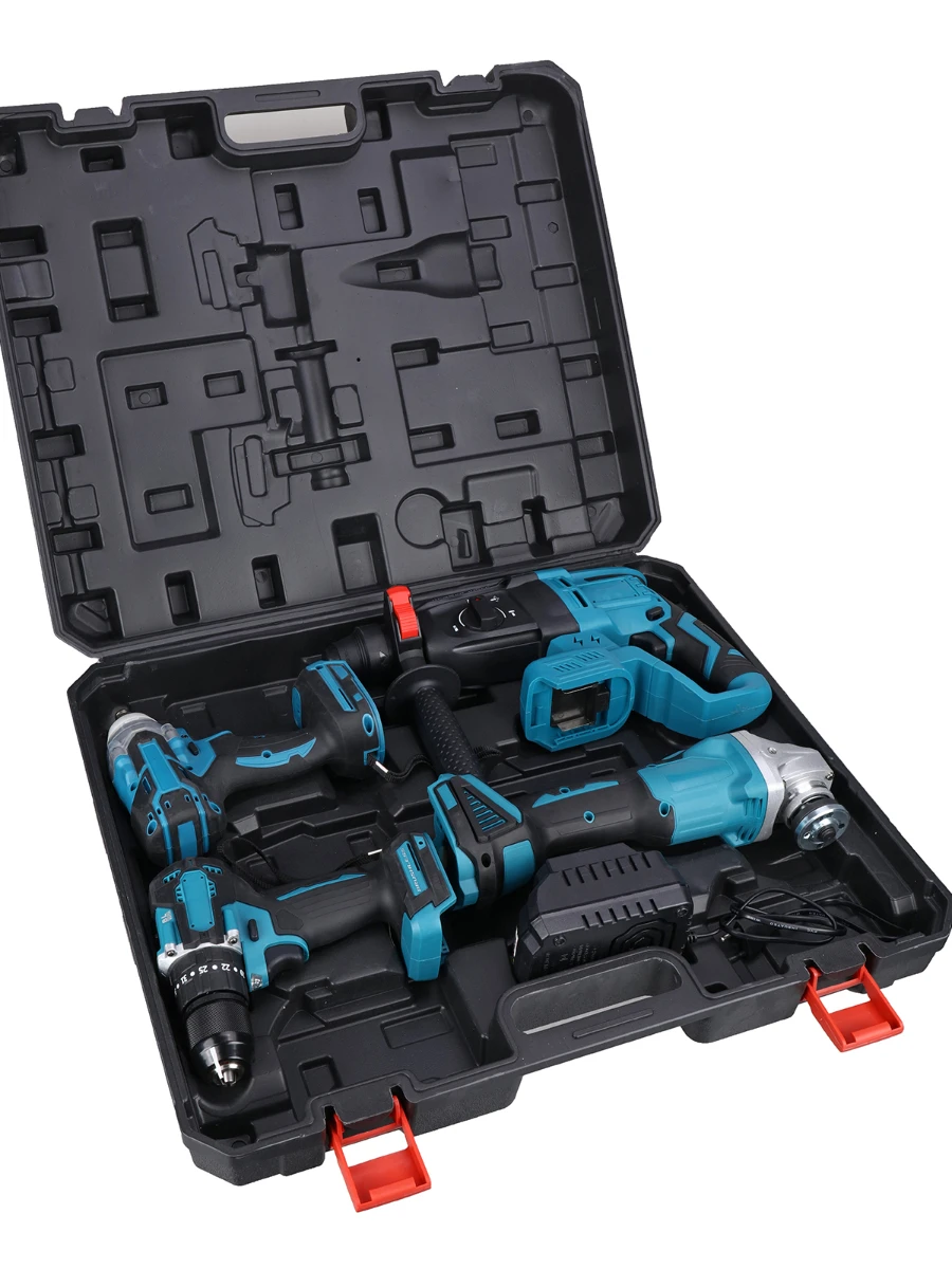 Drillpro Bürstenloser Akku-Elektrowerkzeugsatz 125mm Winkelschleifer Elektrohammer 10mm Schlagbohrmaschine 800N.m Elektroschrauber