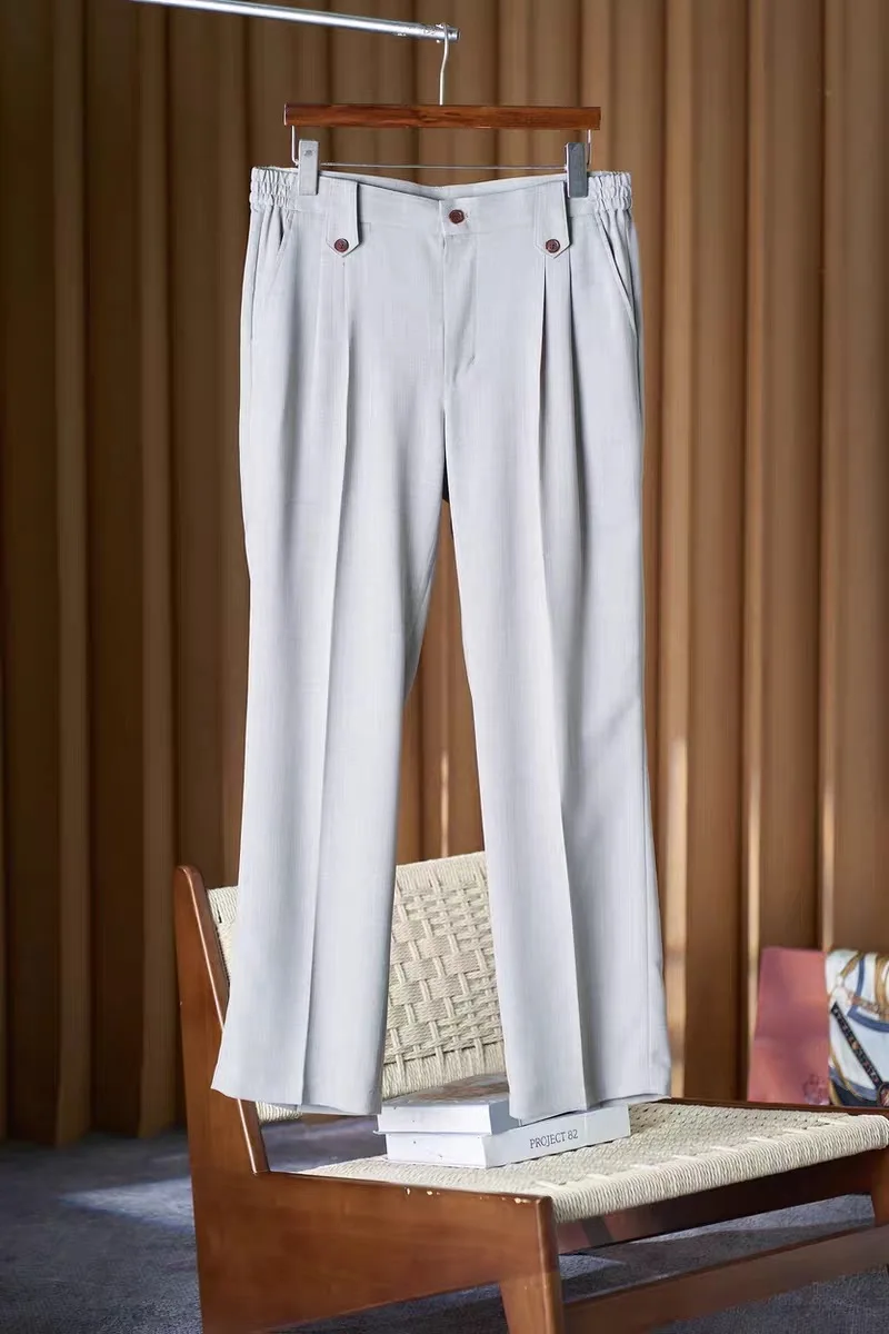 

Мужские осенне-зимние льняные повседневные брюки, дышащие цветные деловые простые облегающие брюки с высокой талией, прямые брюки на молнии