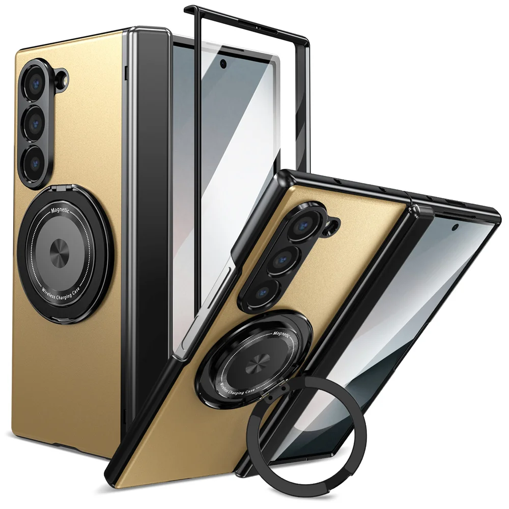 Вращающийся на 360 градусов Магнитный чехол для телефона Samsung Galaxy Z Fold 6 5 4 3 Fold6 Fold5 Fold4 Fold3