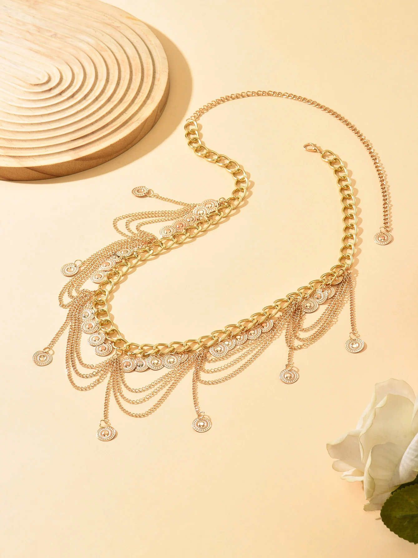 سلسلة حزام على شكل شرابة، سلسلة مجوفة متعددة الطبقات كلاسيكية وبسيطة، سلسلة الجسم، إكسسوار الزفاف #4