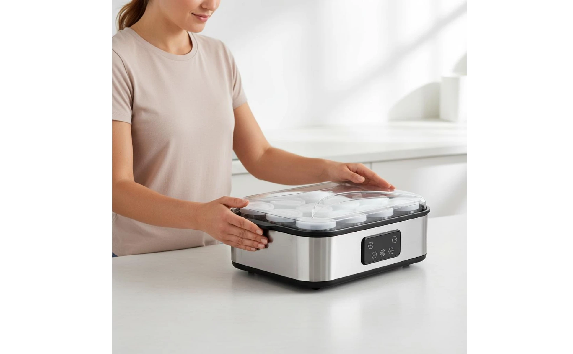 12-Cup Yogurt Appliance Top Tray Countertop Yogurt Appliance Fermentation Machine Prepared Desserts Food Appliance Constant 12-Cup Yogurt Appliance Top Tray Countertop Yogurt Appliance Fermentation Machine Prepared Desserts Food Appliance Constant
