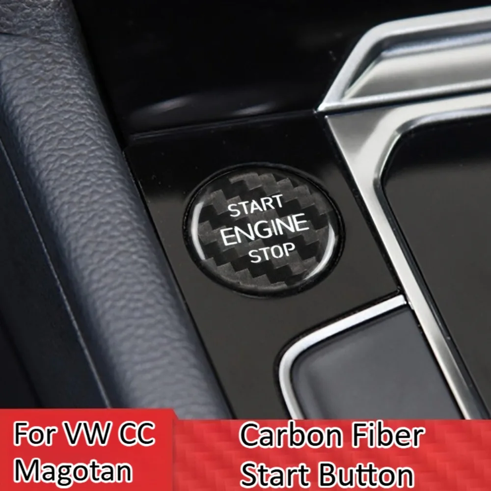 

For VW CC Magotan Real Carbon Fiber Push Button Start Ignition Switch Trim Panels Car Interior Styling Accessories Kit Set Panel