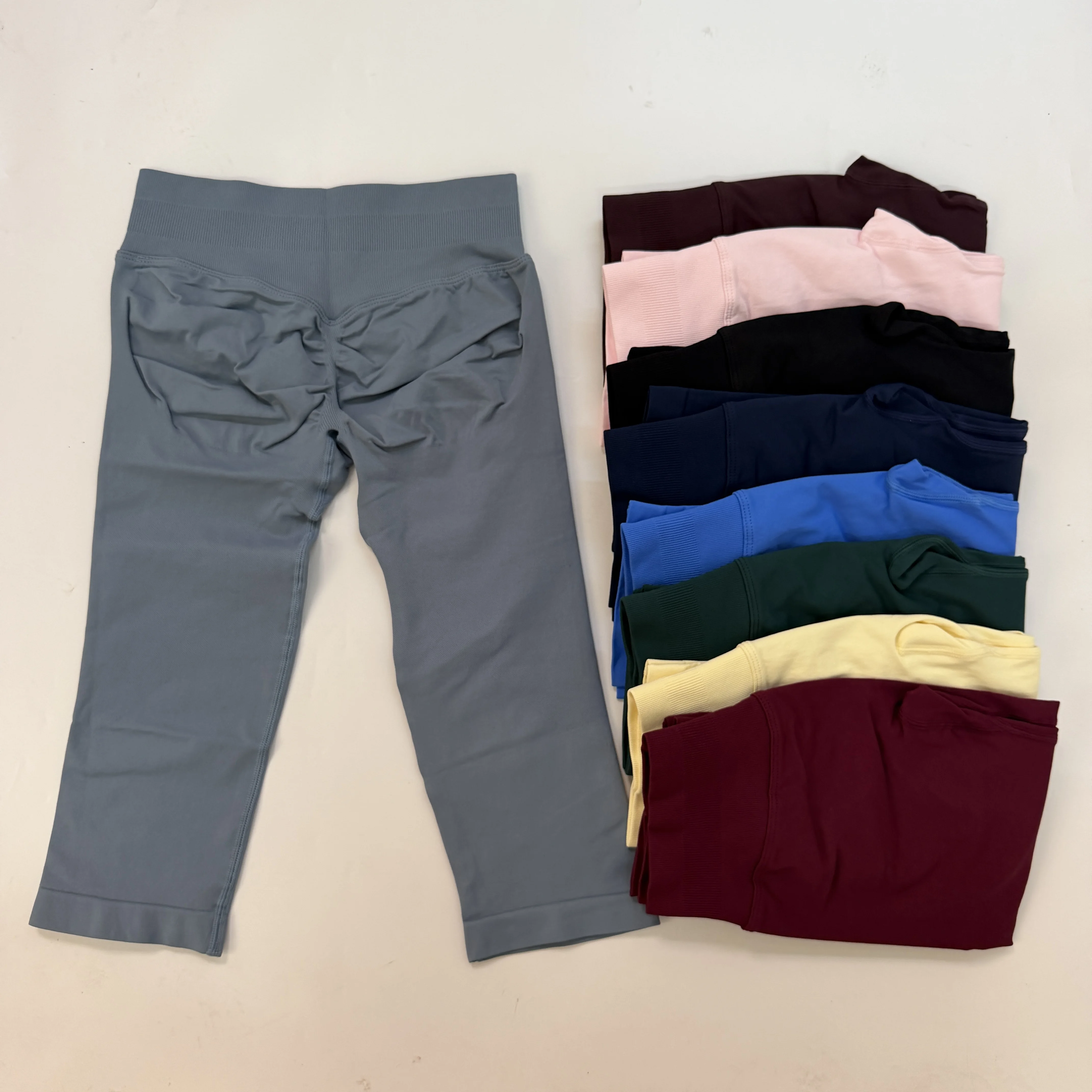XIN Vision Capris Straight Waistband Tummy Control Gym Leggings Seamless Scrunch Booty Pilates Cropped Tights Yoga Pants