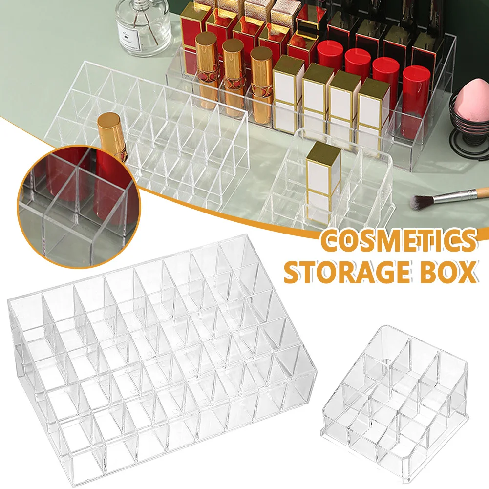 Clear 40 Grid Lipstick Storage Box Makeup Organizer Storage Box Lipstick Nail Polish Display Stand Holder Cosmetic Organizer Box