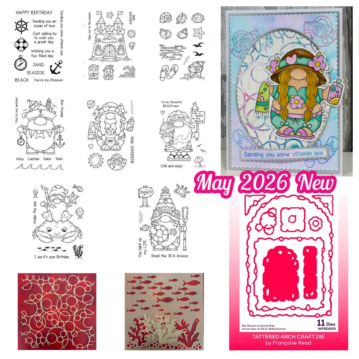 

Crab Ride Seaside Greetings Bubble Mesh Metal Cutting Dies Stamps for DIY Handmade Scrapbook Photo Album Calendar May 2026 New
