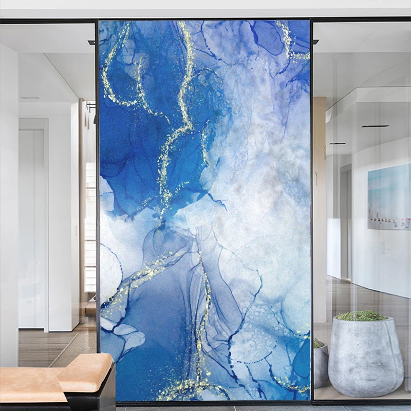 

Abstract Watercolor Frosted Window Film Privacy Sticker UV Blocking Window Coverings Window Tint for Homedecor