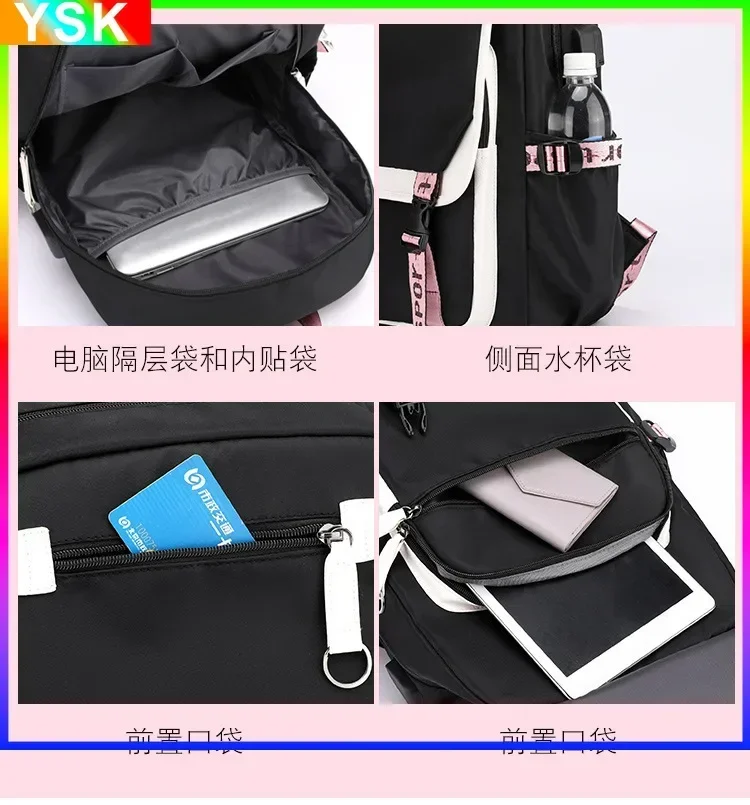 MINISO Disney Lilo and Stitch Stitch USB Charging Schoolbag Male and Female Student Backpack Anime Cartoon School Bag Mochila