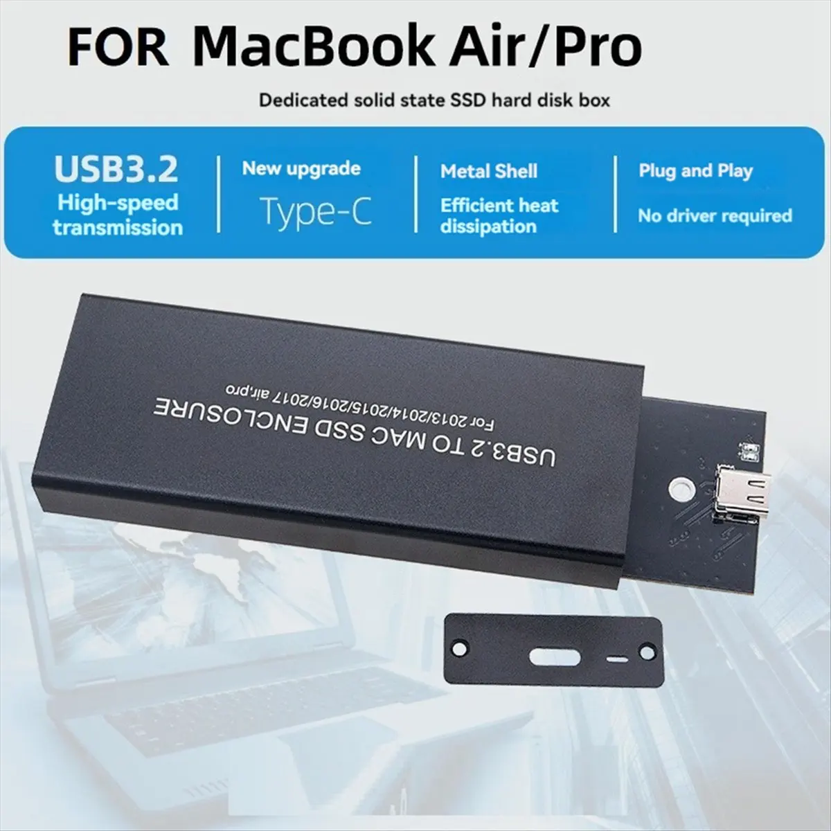 

Stable- SSD Enclosure Case for Macbook Air Pro Retina 2013 2014 2015 2016 2017 USB 3.2 to MAC Hard Disk Box NVME Enclosure